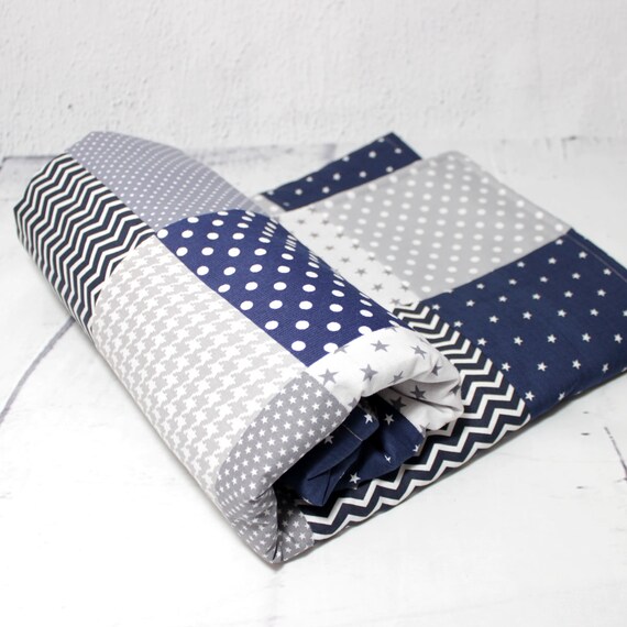 Baby Quilts Handmade Baby Boy Blanket Navy Grey Nursery Boy Room Decor Navy Navy Star Nursery Decor Blue Gray White Boys Room Newborn