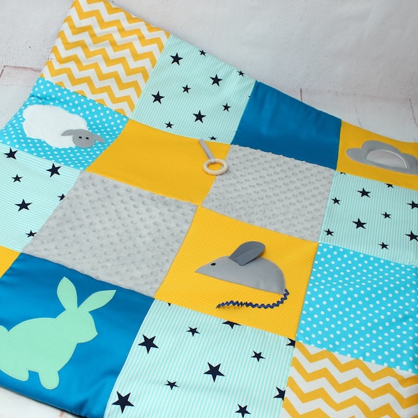 Baby play mat, Montessori, Padded Playmat Baby, Patchwork, Baby Play Gym, Baby Boy Sensery Blanket, Activity Mat