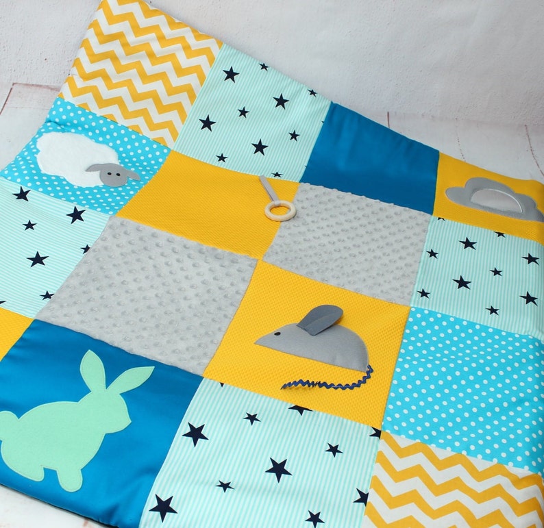 Baby Boy Sensery Blanket Paddead Playmat Baby Activity Mat Playmat Patchwork Baby Play Gym Baby play mat Baby sensory mat Montessori