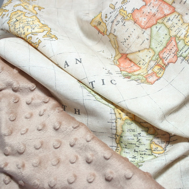 Baby Shower World map Baby Blanket Minky Baby Blankets World Nursery Adventure Nursery Handmade baby blanket Baby Boy Blanket