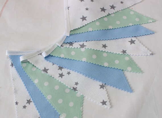 Guirlande De Fanions Decoration Chambre Bebe Vert D Eau Etsy