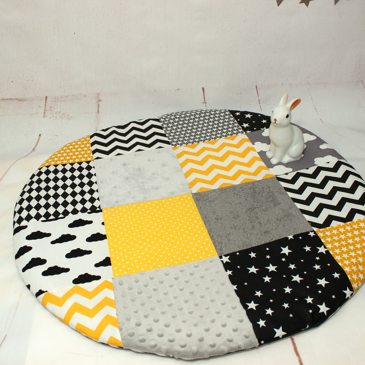 Baby Playmat Round Padded Baby Mat Patchwork baby quilt Etsy