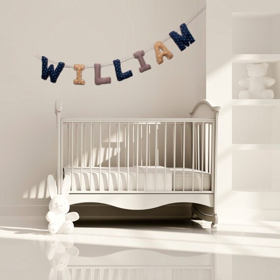 Guirlande Prenom Deco Chambre Bebe Banderole Letters Bleu Etsy
