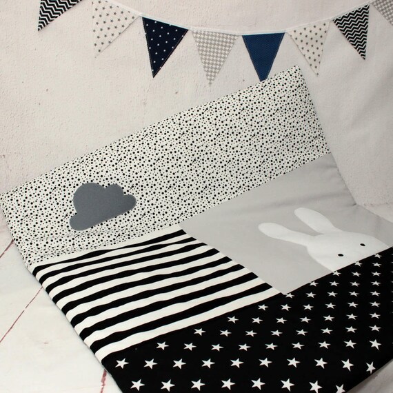 Play Mat Montessori Baby Gym Baby Playmat Rabbit Monochrome Nursery Playmat Black White Nursery Rug Baby Play Room Unique Baby Gift