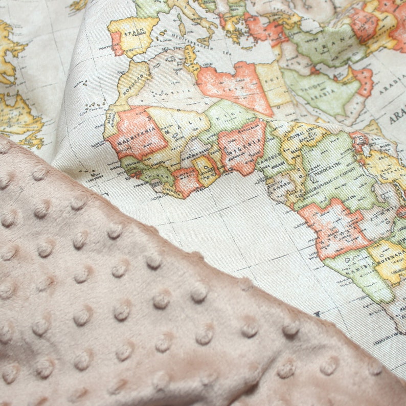 Baby Shower World map Baby Blanket Minky Baby Blankets World Nursery Adventure Nursery Handmade baby blanket Baby Boy Blanket