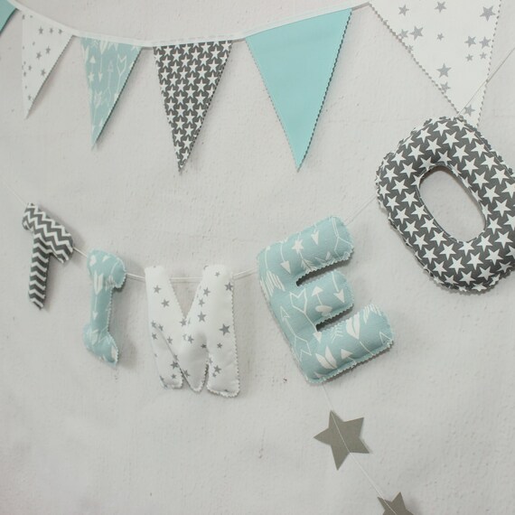 Mint Green White Banner Christening Day Banner Christening