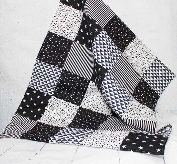 Black & White Baby Blanket Quilt Baby Quilts Handmade Etsy