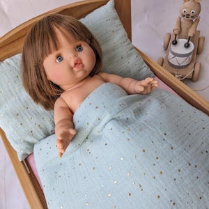 Doll Bedding Set - Ikea Duktig Doll Bedding - Mint Muslin - For Dolls - Toy bedding - Doll bed bedding