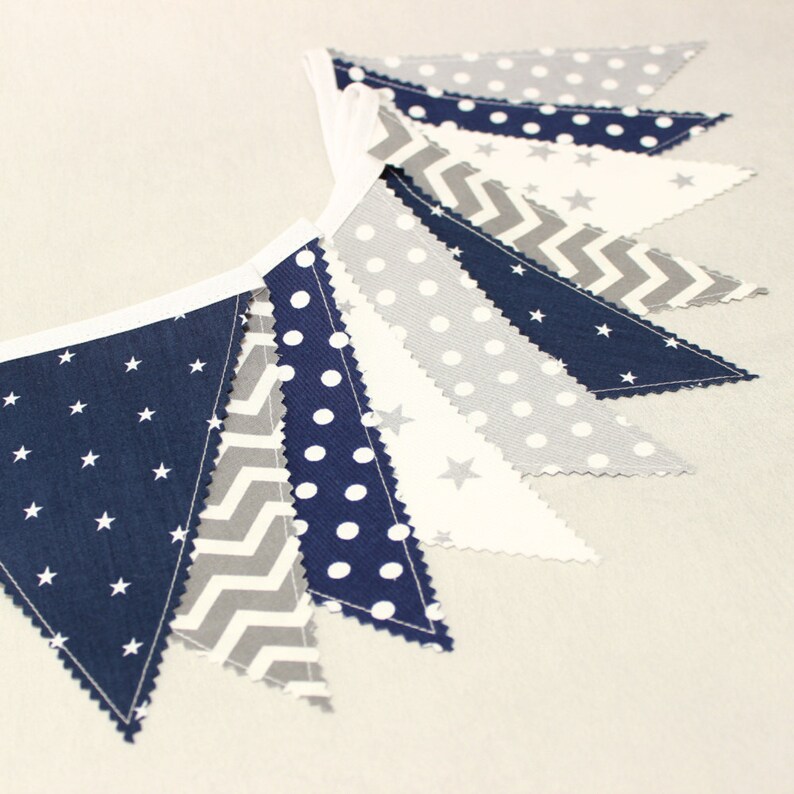 Bunting Banner Flag Baby Bunting Monochome Nursery Navy Etsy