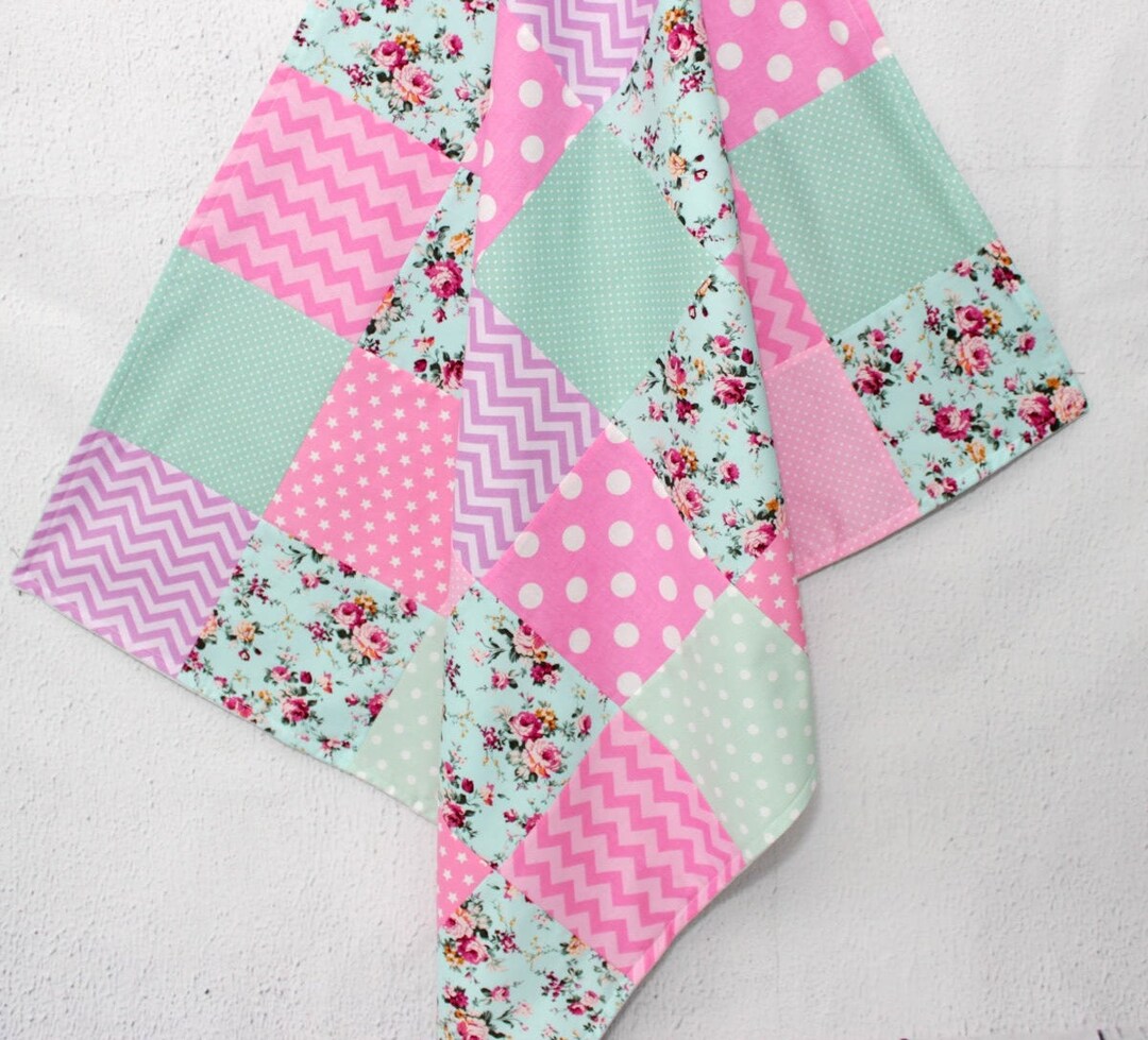 Baby Quilts Handmade, Patchwork Blanket, Baby Girl Quilt, Shabby Chic