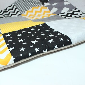 Baby Play mat, Tummy time Blanket, Montessori, Nursery Baby Rug, Yellow & Gray, Sensory Baby Blanket, Padded Baby Mat, Baby activity mat image 4