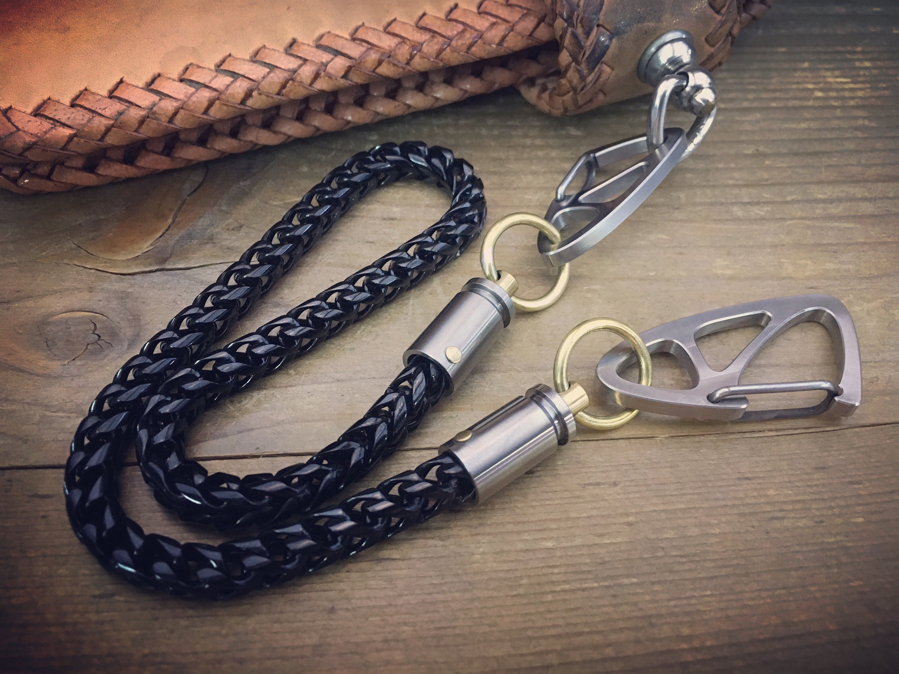 Braided Leather Wallet Chain