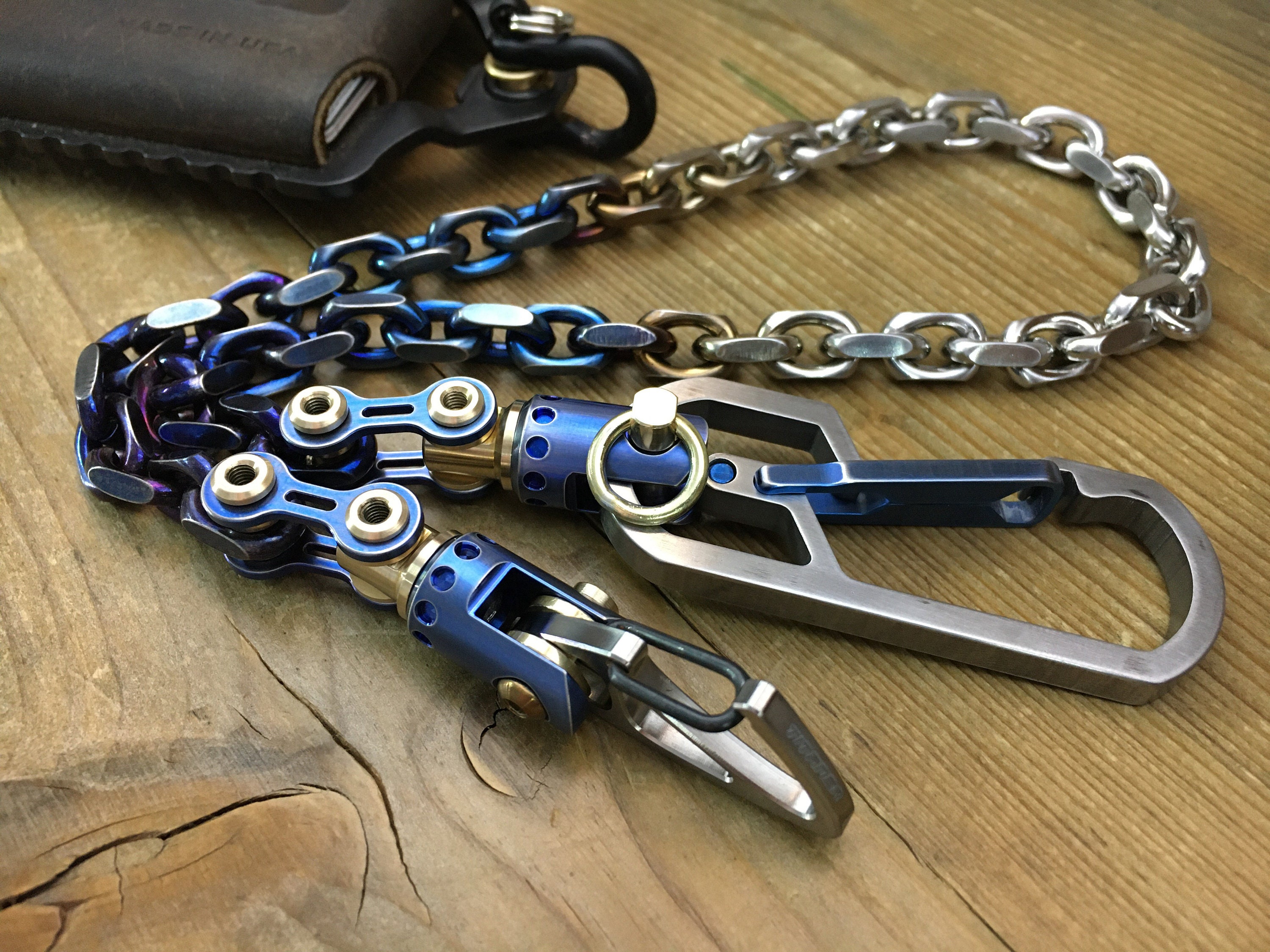 Biker Walletchain with 2 Ti-Swivel Type-II / Bluished / Long