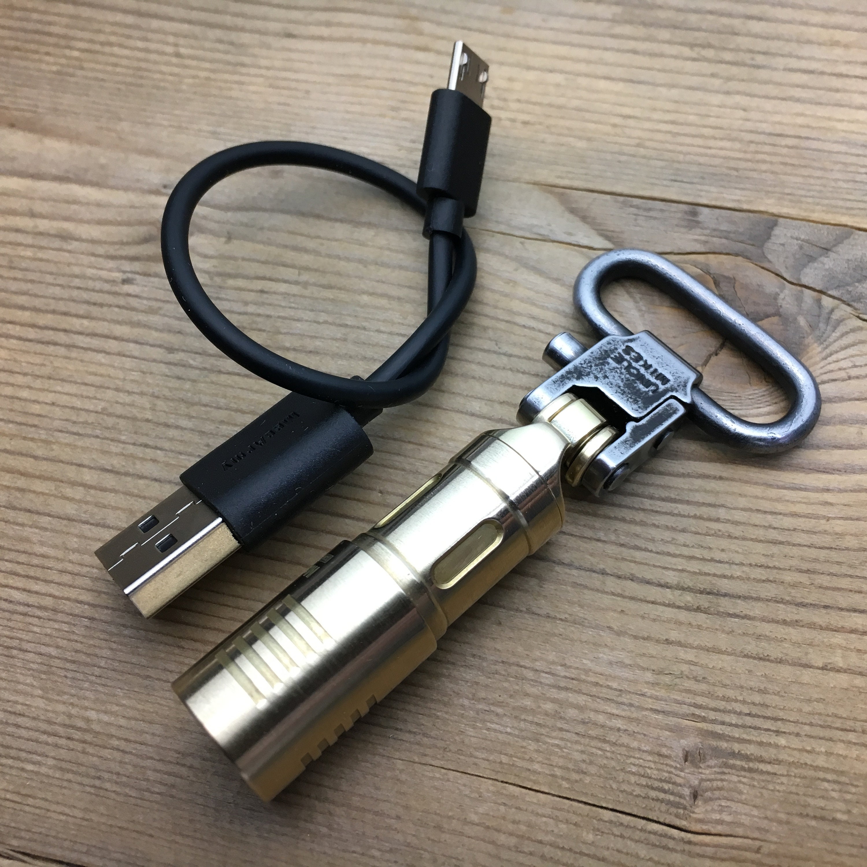 Custom Flashlight, Keychain / Rechargeable Micro USB interface / Brass