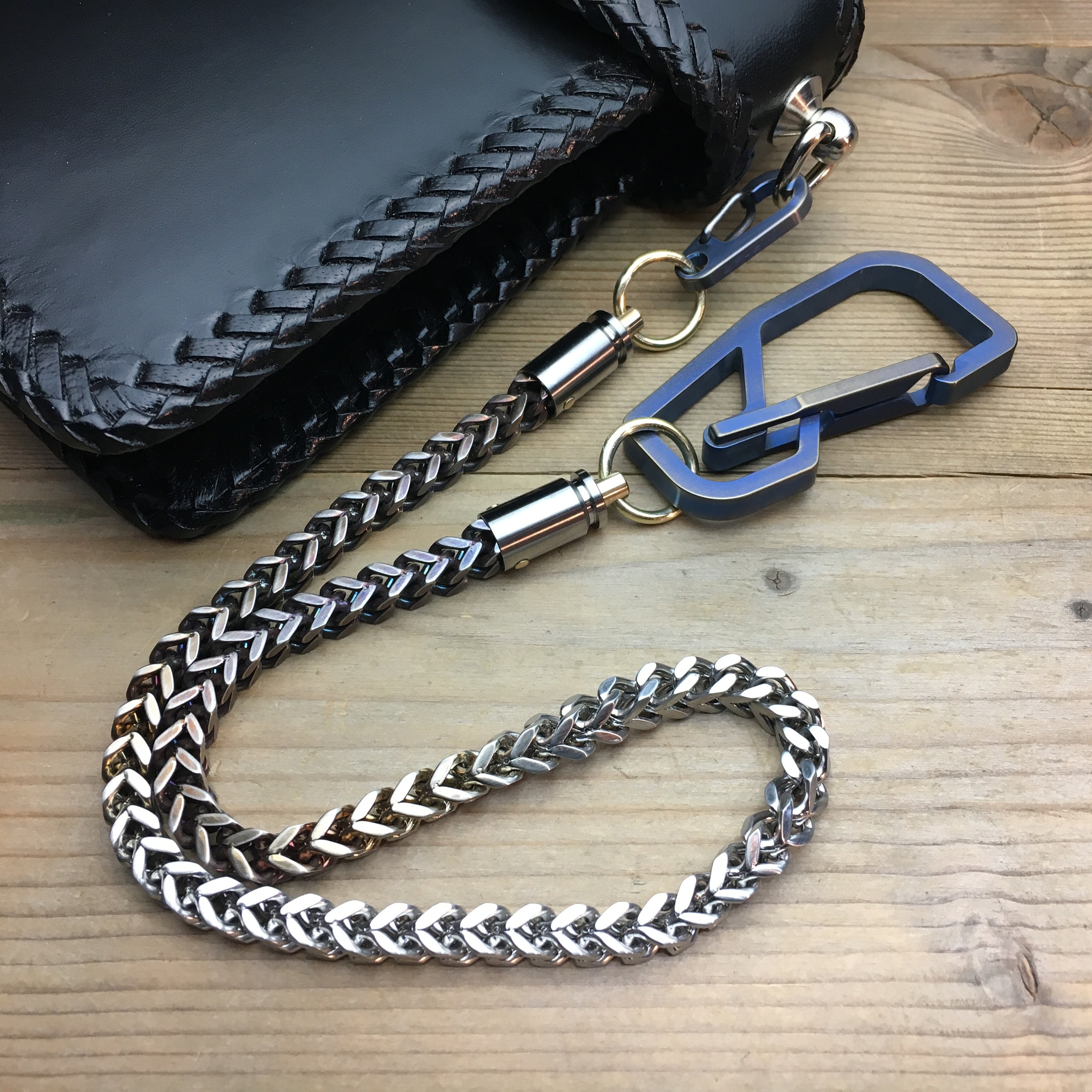 Small Wallet Chain / BiSwivel Bullet casings 9mm in titanium