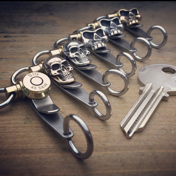 Pocket EDC Keychain Suspension Clip / One-off Custom TOP / Human Skull