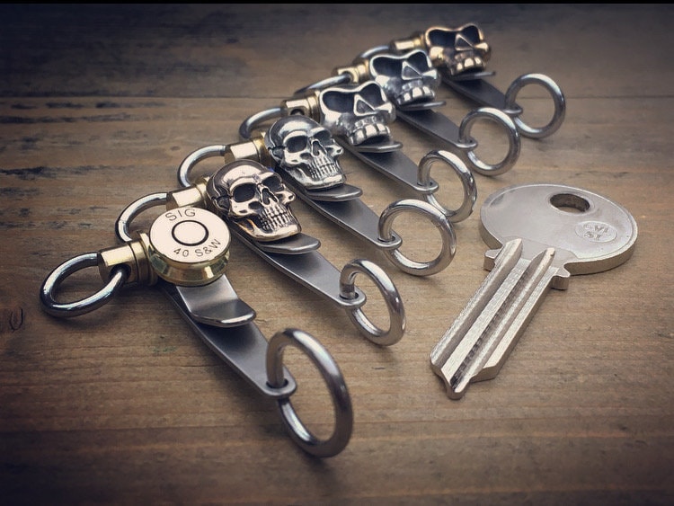 Pocket EDC Keychain Suspension Clip / One-off Custom TOP / Human Skull