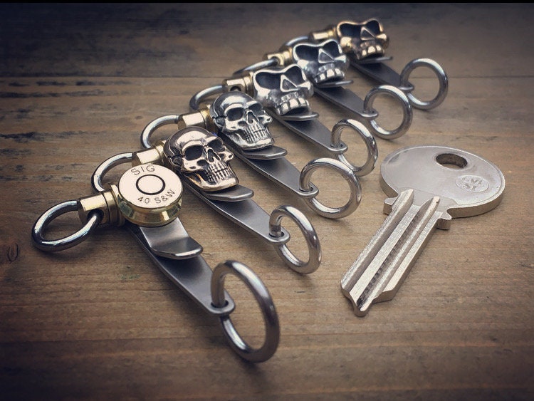 Pocket EDC Keychain Suspension Clip / Oneoff Custom TOP / Human Skull