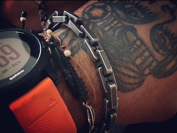 The Brutus - H / Bracelet / Aged Stainless Steels Fat Chain.