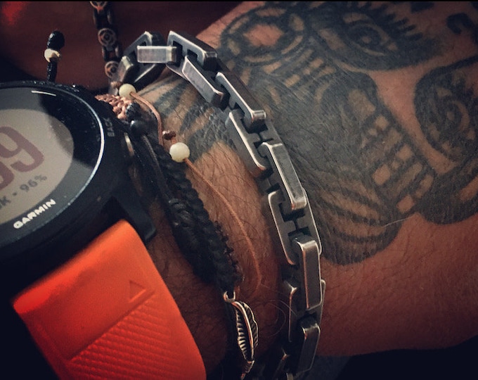 Featured listing image: The Brutus - Bracelet / Aged Stainless Steels  Fat Chain.