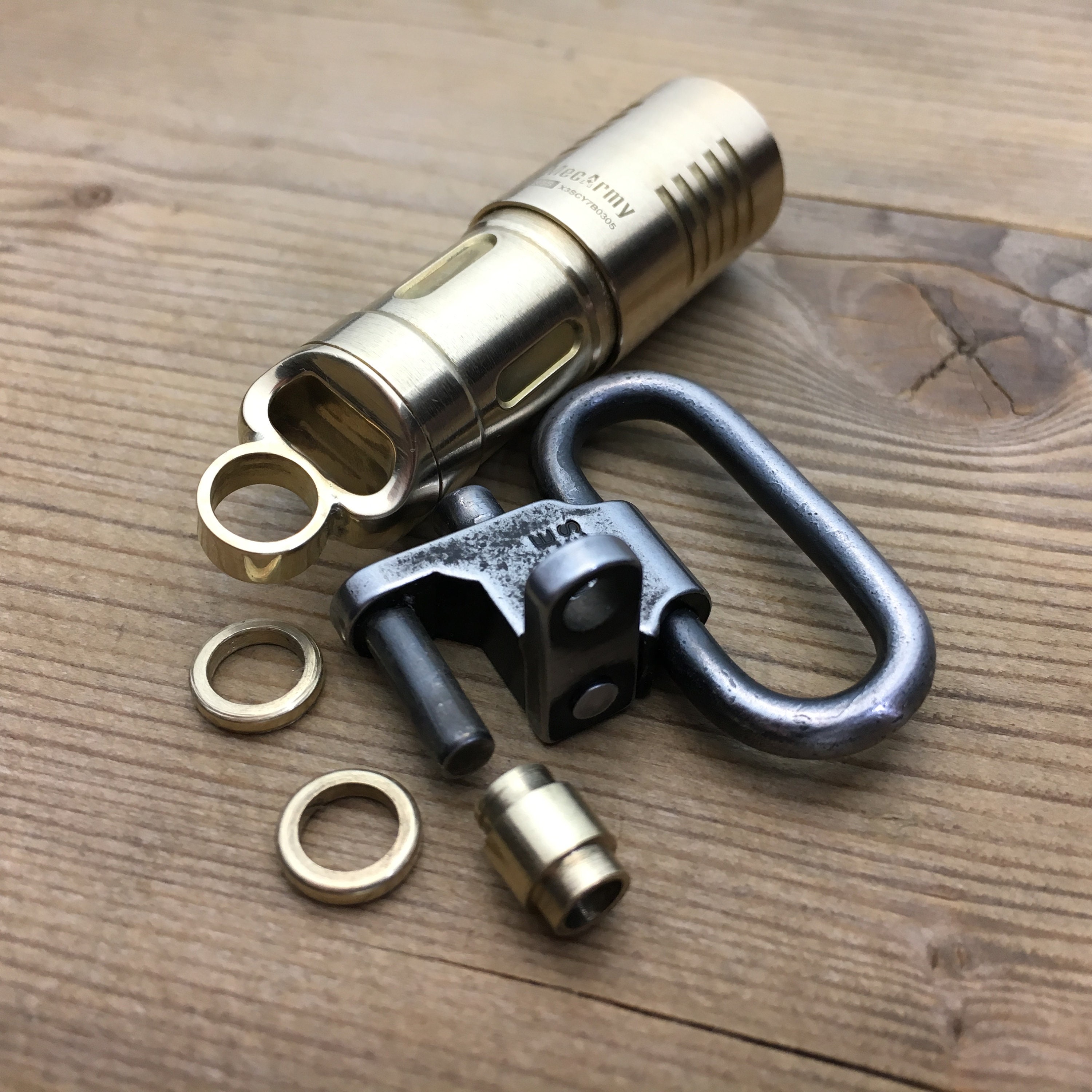 Custom Flashlight, Keychain / Rechargeable Micro USB interface / Brass