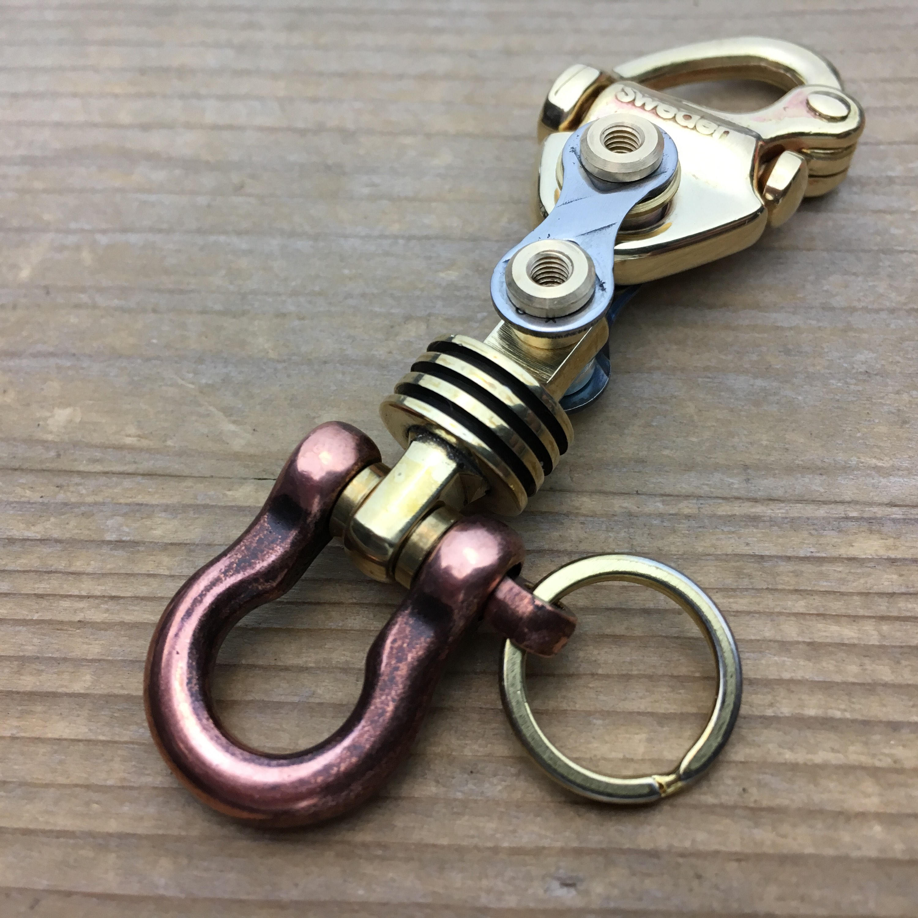 Sweden Brass Sailor Key Chain BikeLink Swivel Omega Shackle