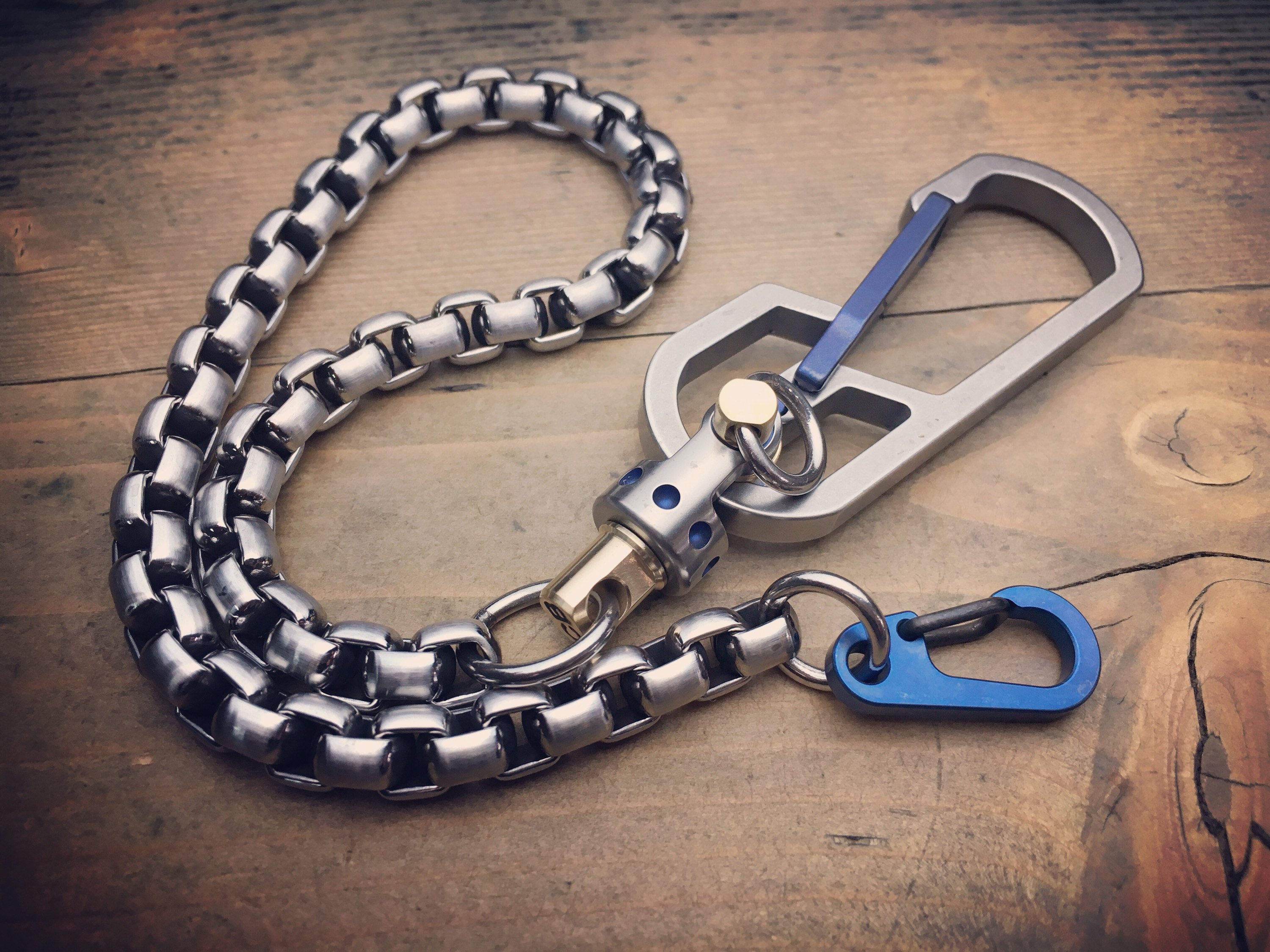 Biker wallet chain with carabiners