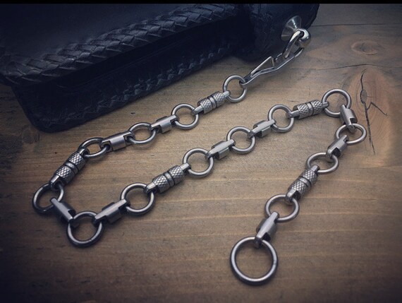 The Presidiario / Super Strong Wallet Chain, with Welded Links / Stainless Steels Aged