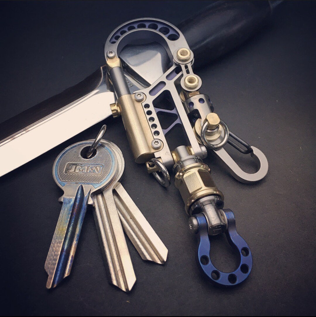Titanium EDC Polished Carabiner with Titanium Quick Detachable Key Ring  Keychain