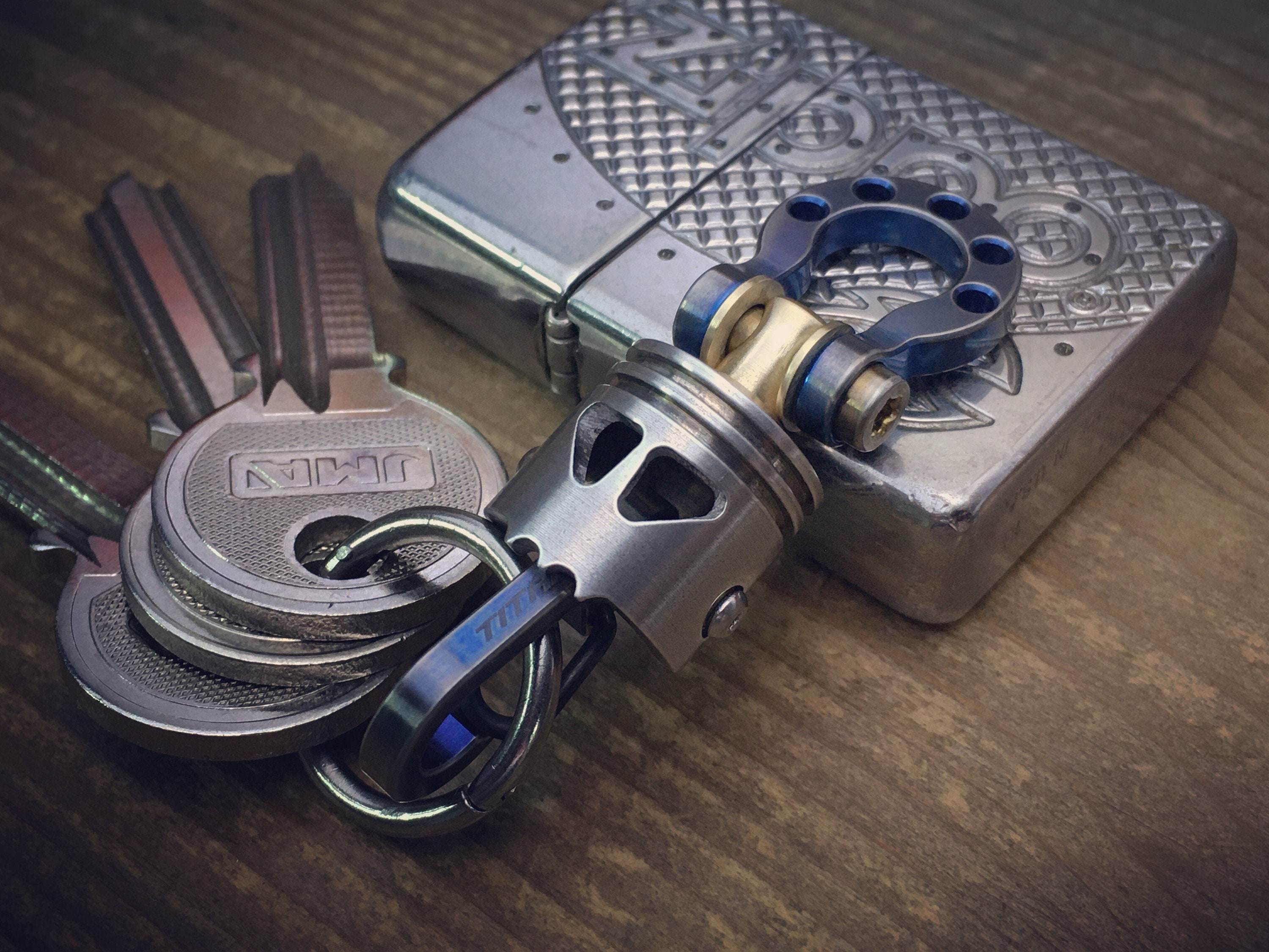 Rotating Skull Piston Bob connector / For making keyrings, wallet