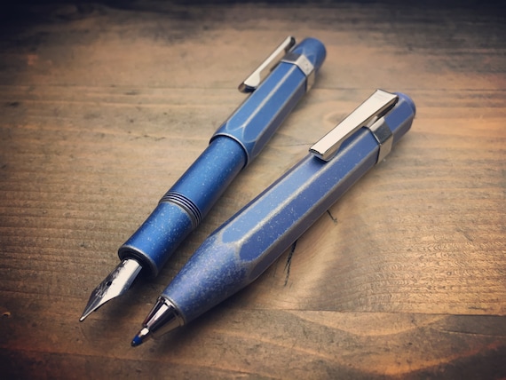 Set Ballpoint Pen- Fountain Pen Kaweco, Aluminium / Sport / Jeans Blue