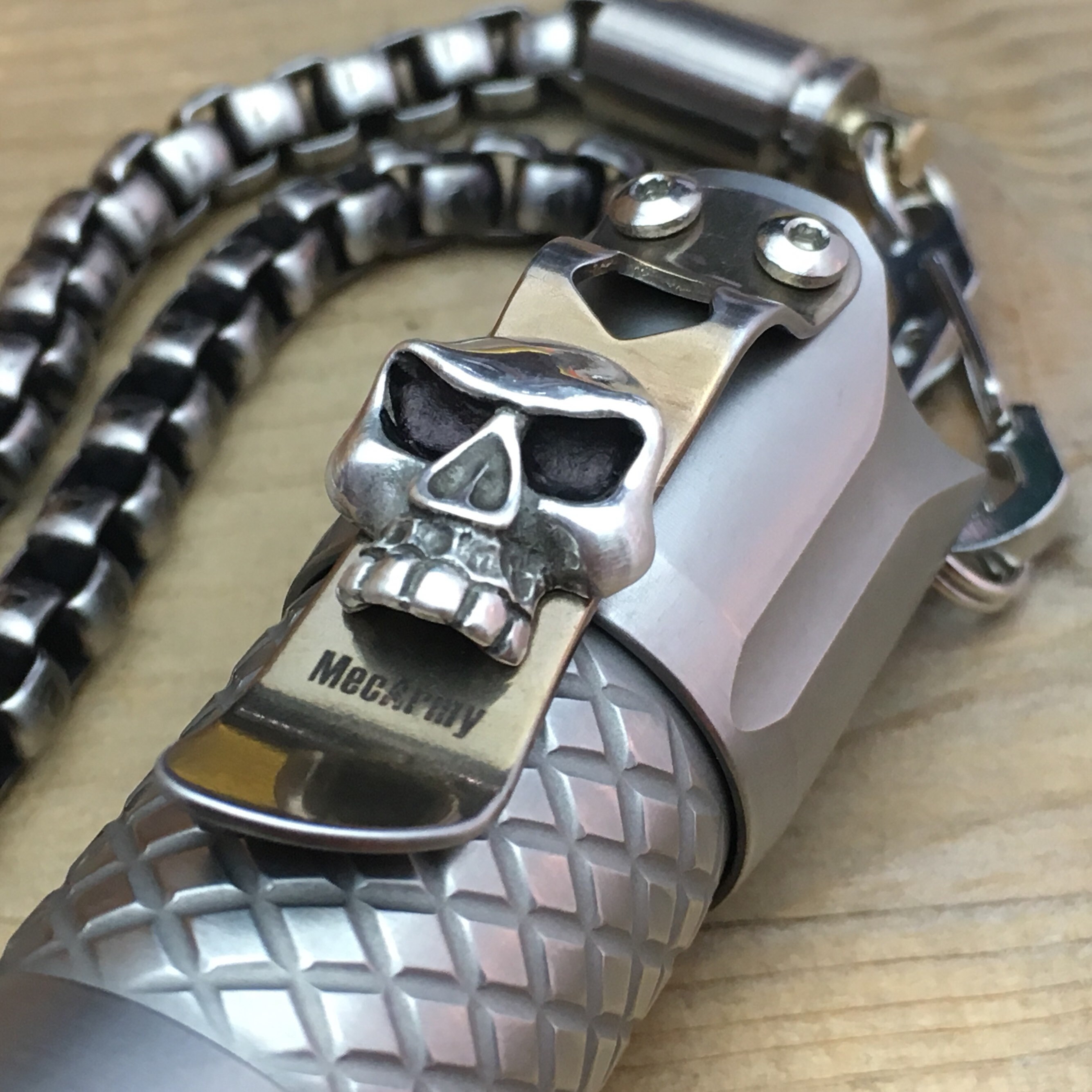 Sterling Silver Skull Monkey Clip / EDC Flashlight / Rechargeable Micro USB