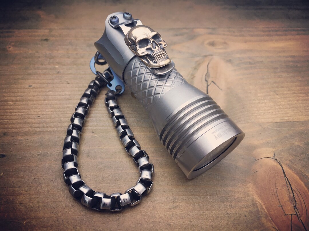 Brass Skull Monkey Clip / EDC Flashlight / Rechargeable Micro Etsy