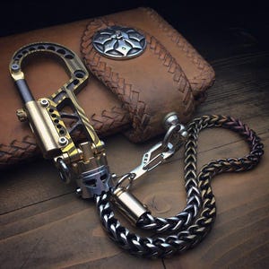 Custom TOP Biker Wallet chain  / Titanium-Brass, S. Stells