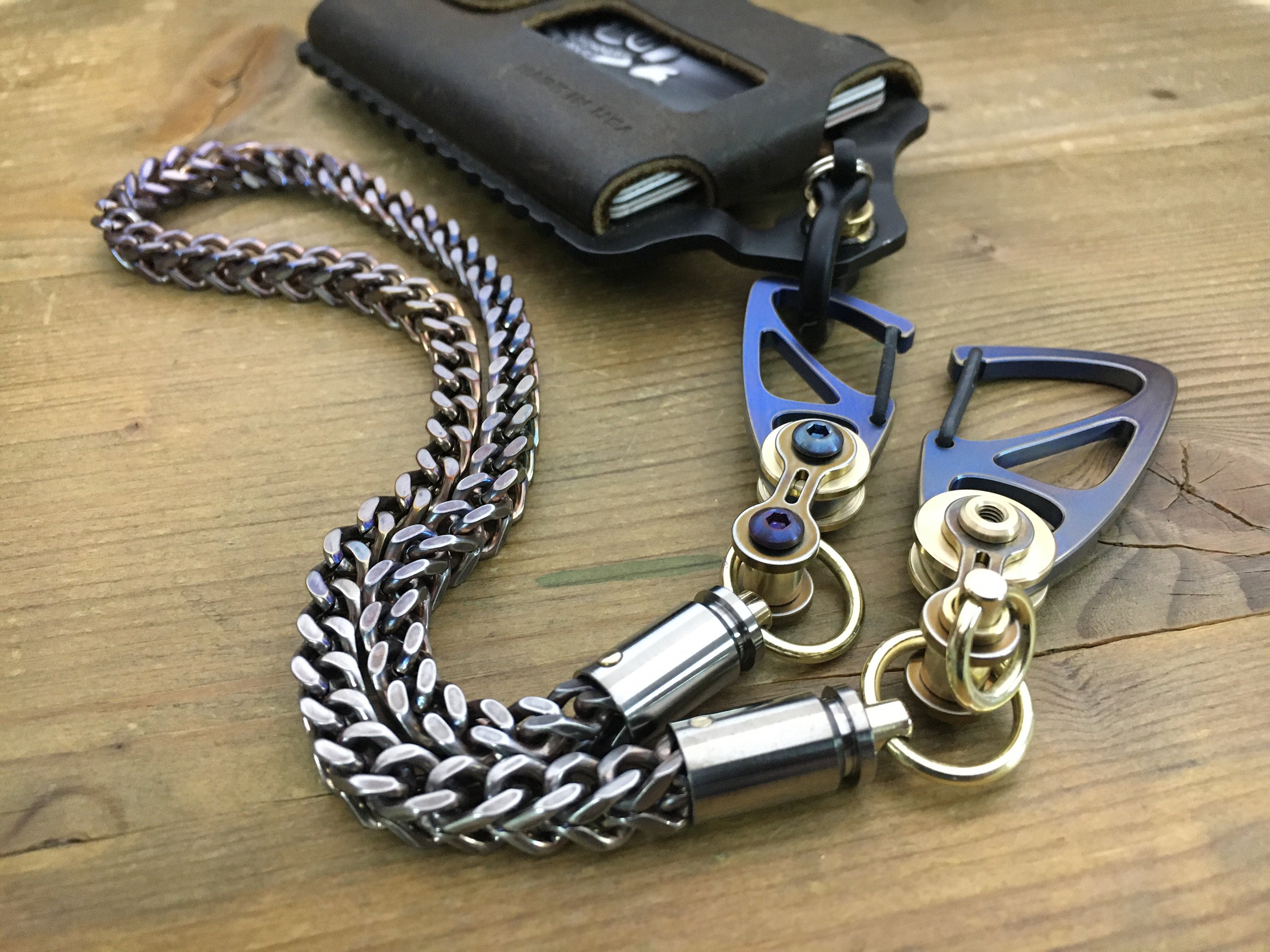 Pure Titanium EDC Bi-Carabiner Keychain / Swivel-II with Bike-Link