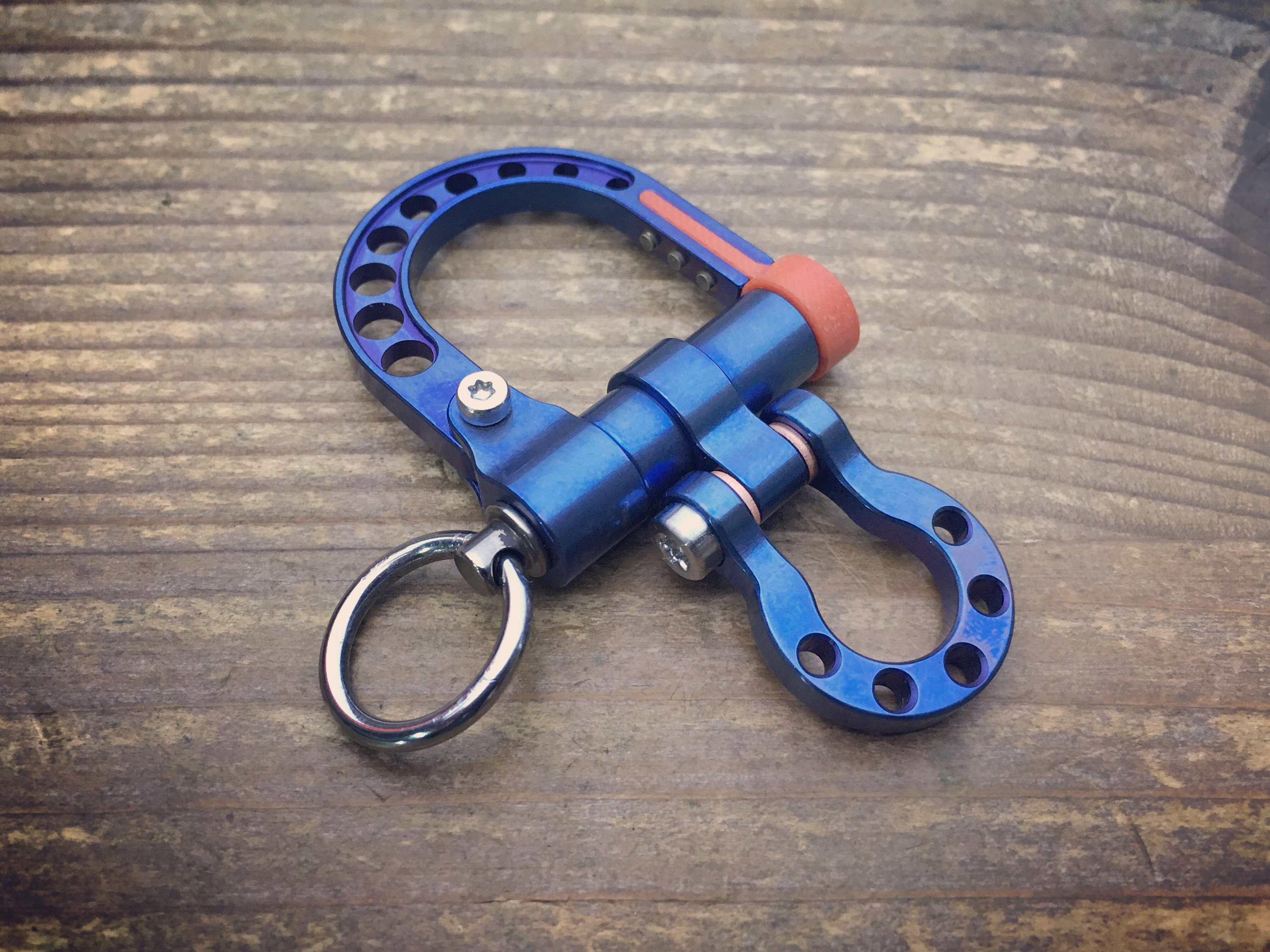 Titanium Carabiner EDC Keychain Key Ring, Snap Spring Hook Clip Grn/Blue  Anodize