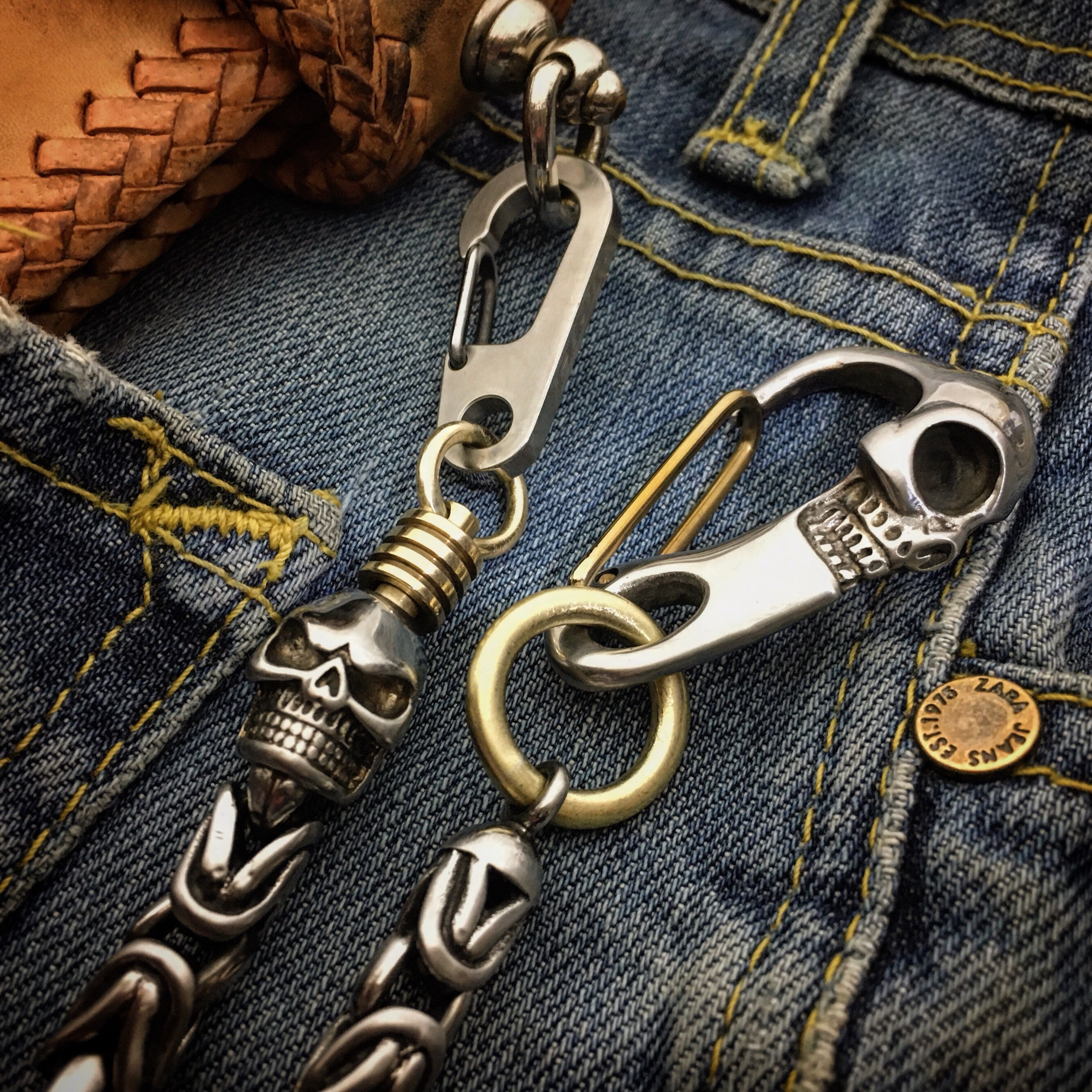 Skull Big Biker Wallet Chain / with 1 Swivels