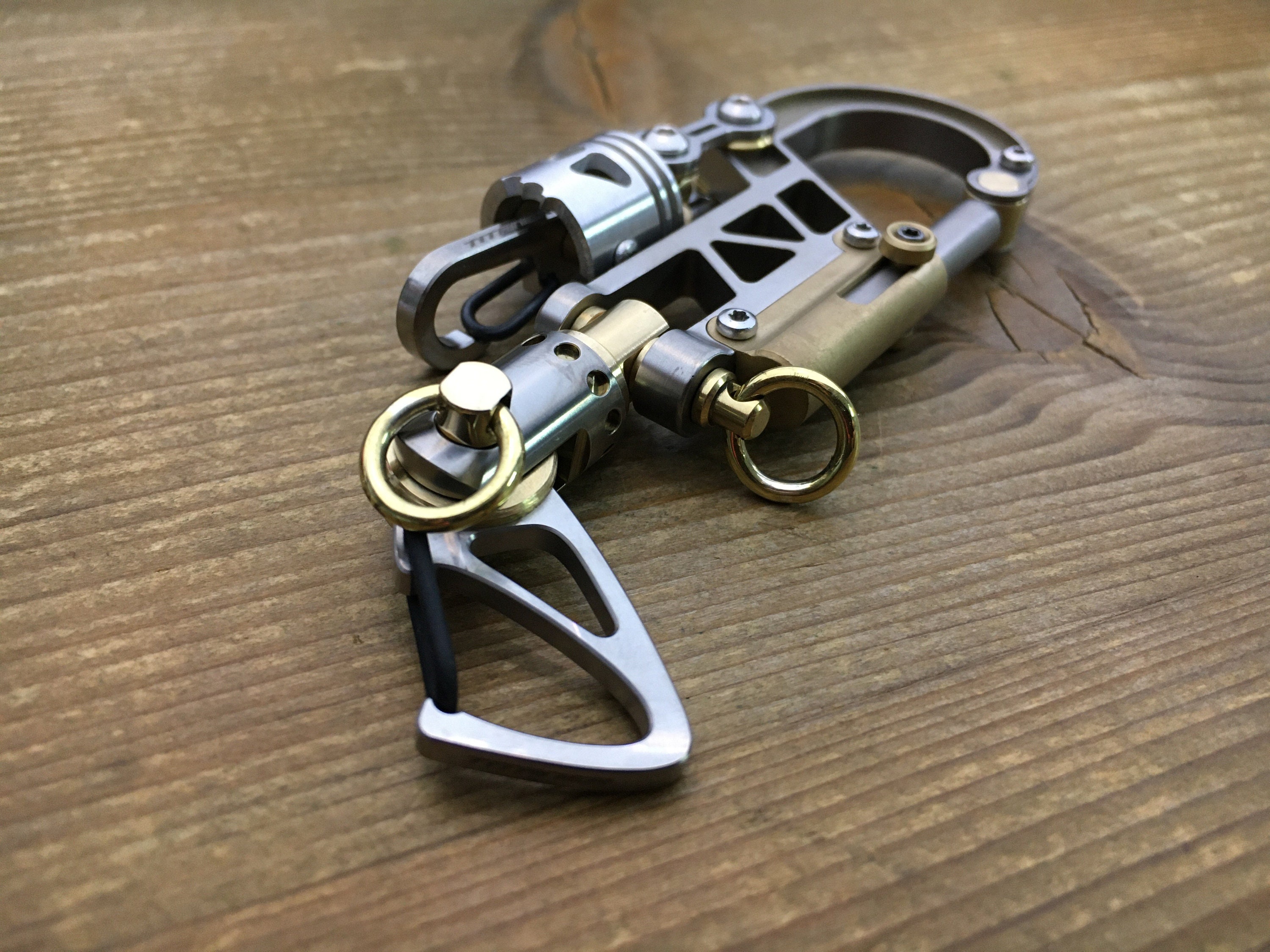 Titanium Bolt Carabiner Keychain / Swivel BiClip / Brown