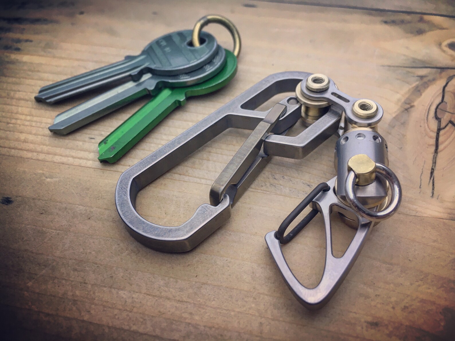 The Guide / Titanium Edc Keychain Bicarabiner With Swivel Etsy