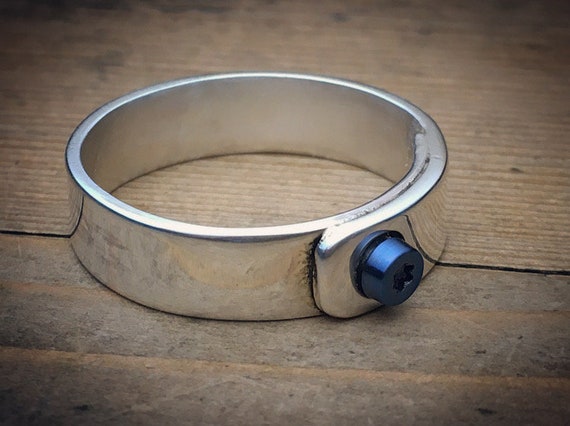 Sterling silver ring with Titanium Anodized Screw