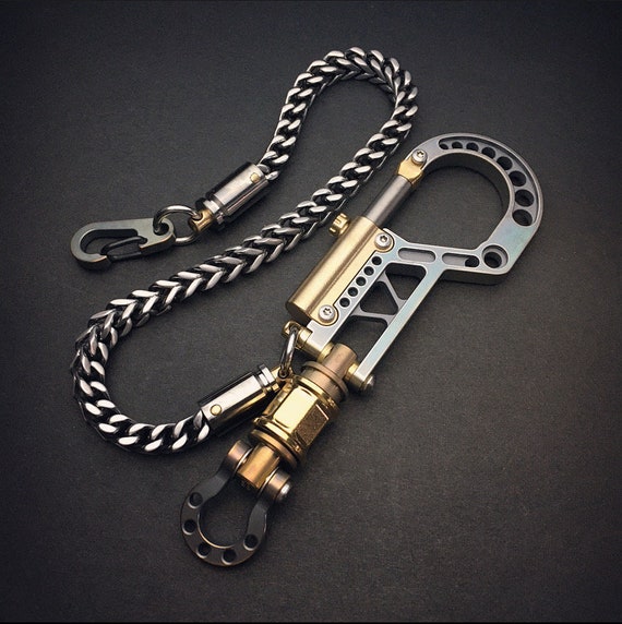 EDC Ti-shackle Carabiner Keychain / With Mini Bike-link Carabiner / Pure  Titanium 