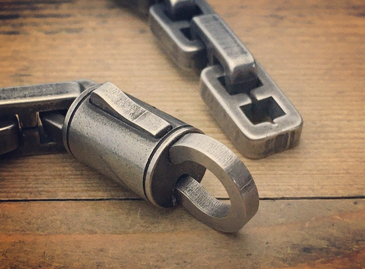 The Brutus - Bracelet / Aged Stainless Steels Fat Chain.