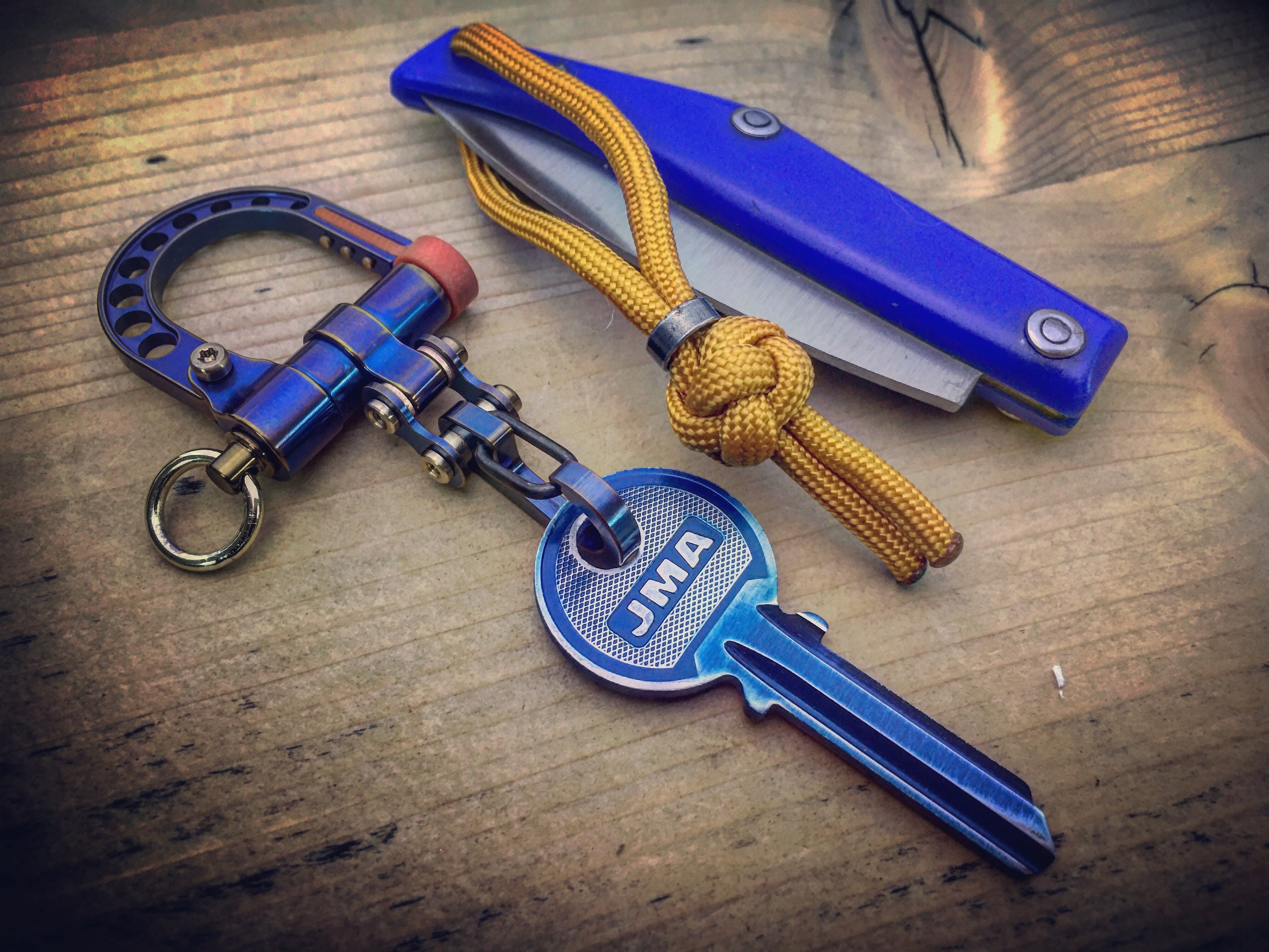 EDC Ti-shackle Carabiner Keychain / With Mini Bike-link Carabiner / Pure  Titanium 