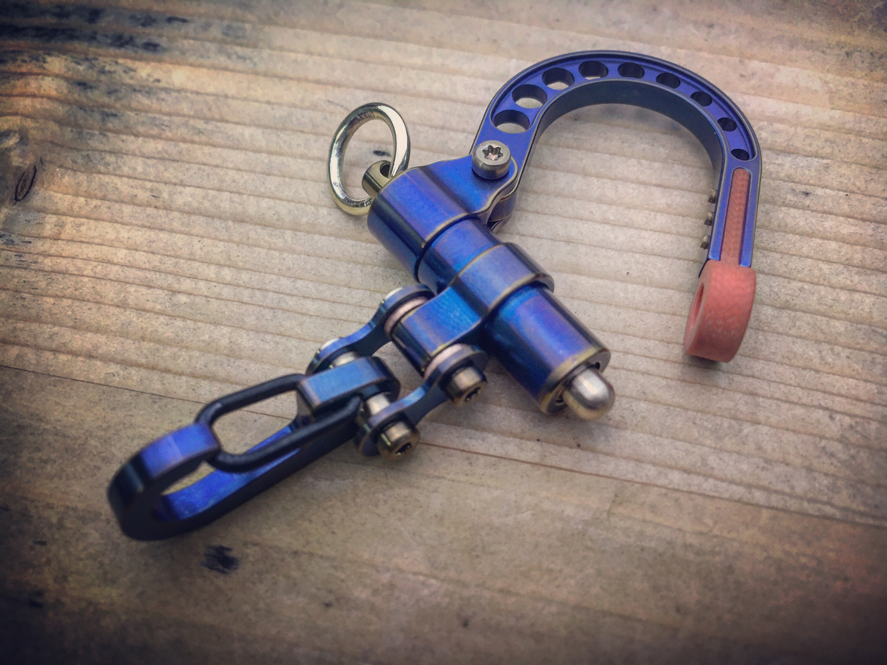 EDC Ti-shackle Carabiner Keychain / With Mini Bike-link Carabiner / Pure  Titanium 