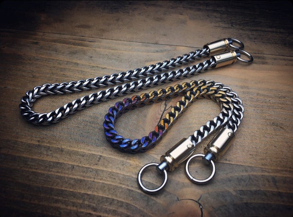 Hardware for walletchain with double Swivels of Cal. 9mm caps and Rainbow chain