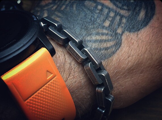 The Brutus - 0 / Bracelet / Aged Stainless Steels Fat Chain.