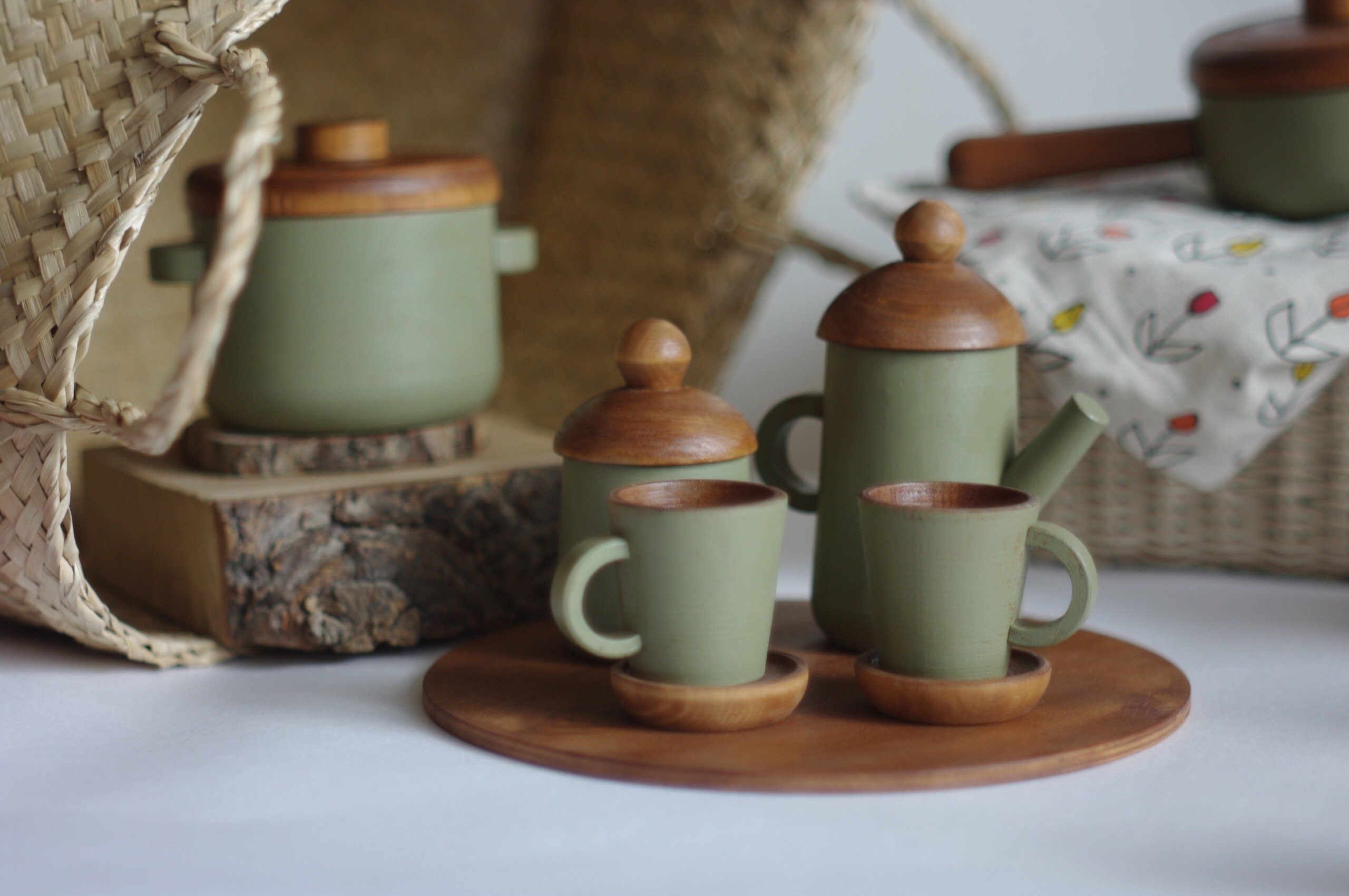 Kitchen cookware / wood dishes / vintage style | Etsy