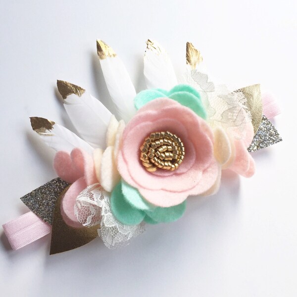 Baby Crown Headband - Floral Hair Accessories - Baby Flower Headbands - Wild One Crown - Birthday Headband - Floral Headpiece