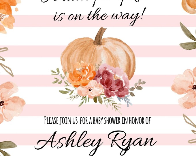 A Little Pumpkin is on The Way Baby Shower Invitation | Blush Little Pumpkin Baby Shower | Custom Pumpkin Invite | Instant Digital Download