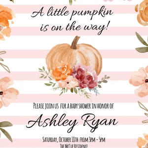 A Little Pumpkin is on The Way Baby Shower Invitation | Blush Little Pumpkin Baby Shower | Custom Pumpkin Invite | Instant Digital Download